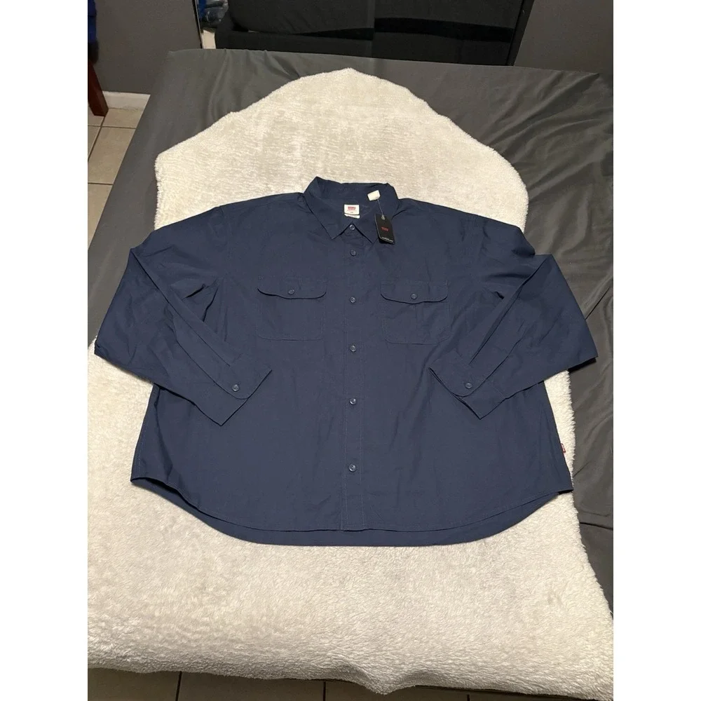 Levi's Crop Relaxed Blue Button Down Mens Shirt Size XXL Top NWT